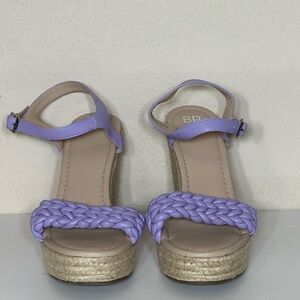 BP Nordstrom Goldie Wedge  Purple Lavender Braided Espadrille Sandals New 11